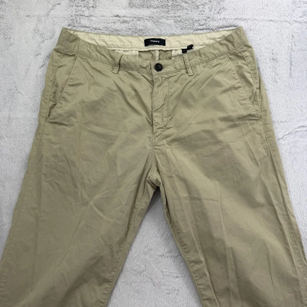 Theory Pants Mens 33 X 32 Beige Chino Flat Front Straight Cotton Zaine Twill